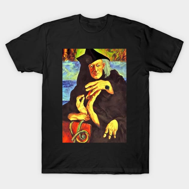 Aleister Crowley The Great Beast of Thelema painted in a Surrealist and Impressionist style T-Shirt by hclara23